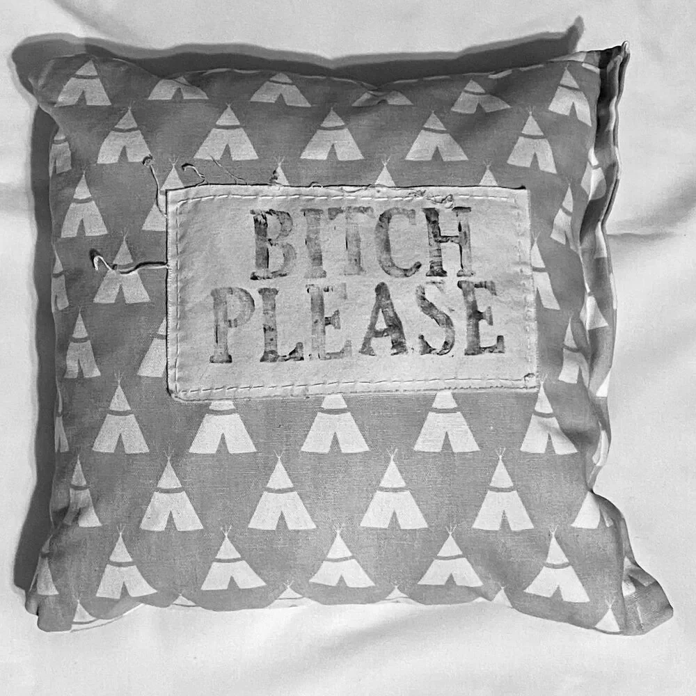 Pillow Decorative Accent Sz 16 X 14 Square Boho Beach Applique